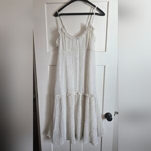 Kut from the Kloth White and Brown Polka Dot Dress